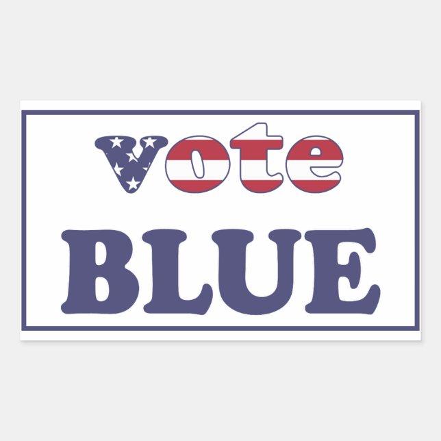 Vote Blue - American Flag Typography Rectangular Sticker (Front)
