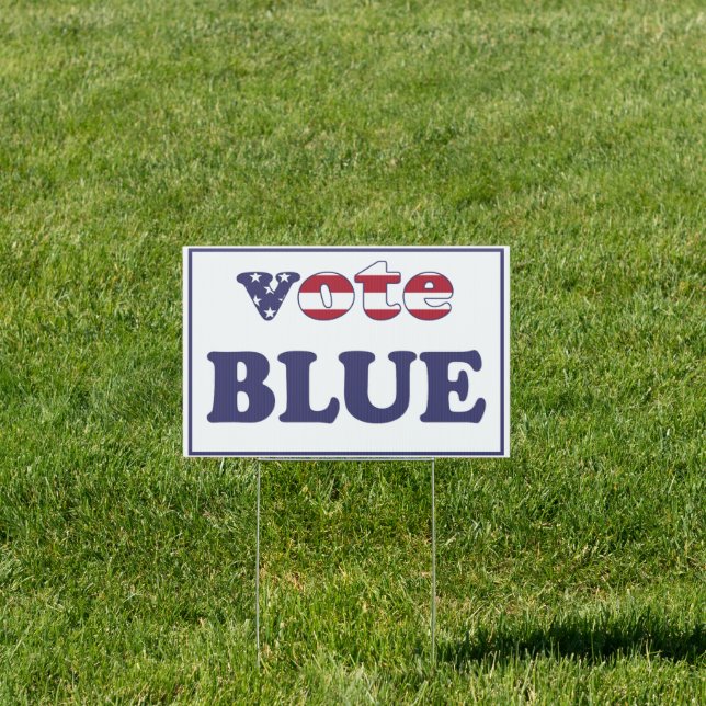 Vote Blue - American Flag Typography Sign (Insitu)