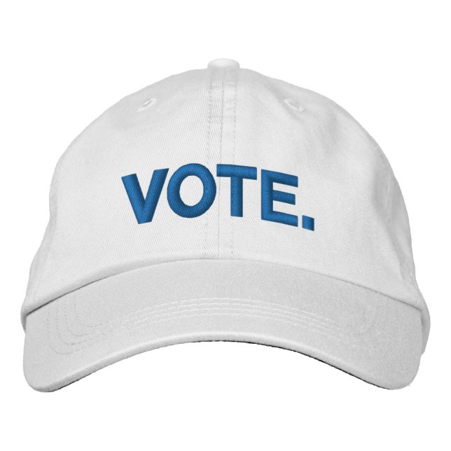Vote blue and white modern embroidered baseball cap (Front)