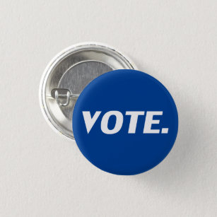 Vote blue and white modern typography political button