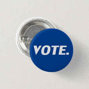 Vote blue and white pin button