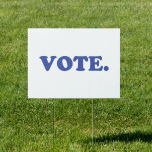Vote blue and white round yard Sign