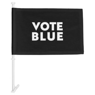 Vote Blue - black white - Car Flag