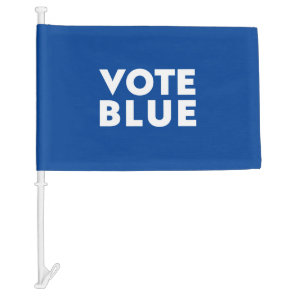 Vote Blue blue and white modern democratic party Car Flag