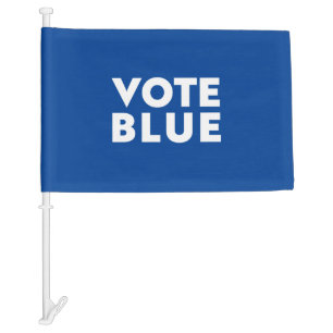 Vote Blue blue and white modern democratic party Car Flag