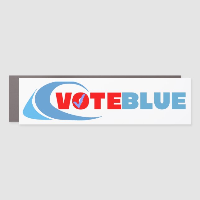 VOTE BLUE (blue wave) 3" X 11" Car Magnet (Front)