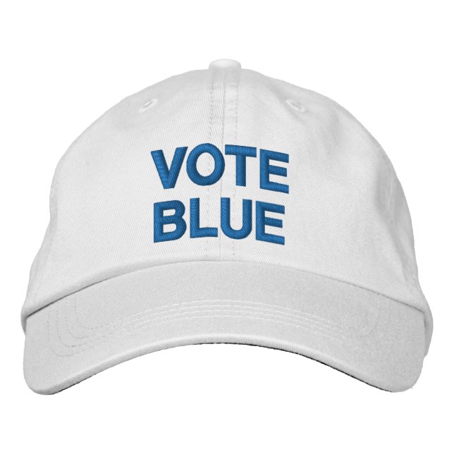 Vote Blue blue white democrat custom text modern Embroidered Baseball Cap (Front)