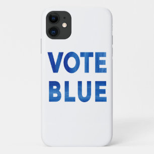 Vote Blue bold blue watercolor text iPhone 11 Case