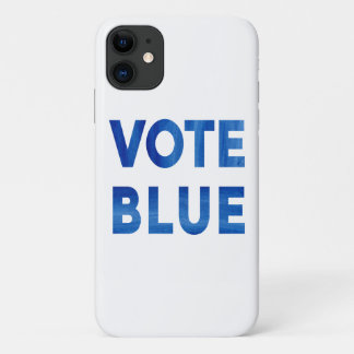 Vote Blue bold blue watercolor text iPhone 11 Case