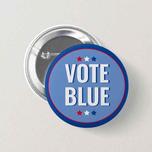 Vote Blue Bold Blue White Election Button (Front & Back)