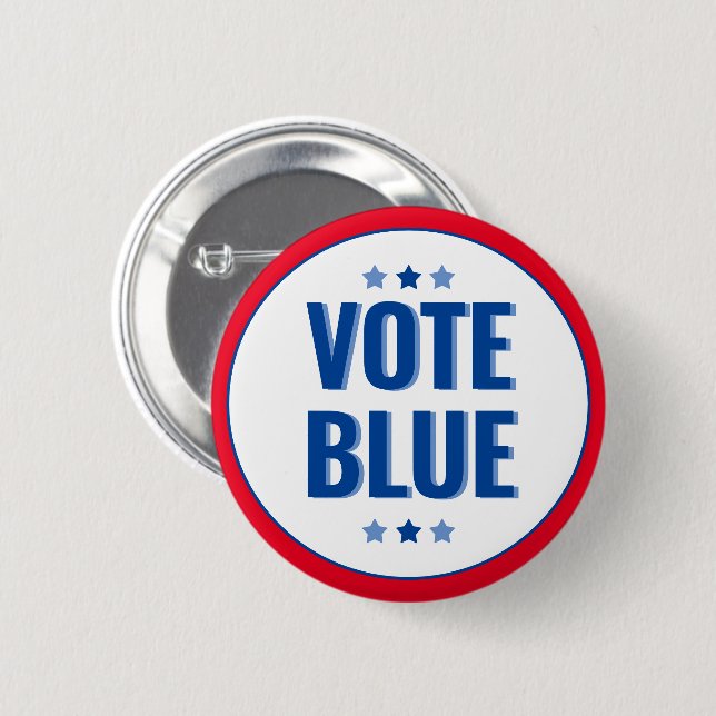 Vote Blue Bold Blue White Election Button (Front & Back)