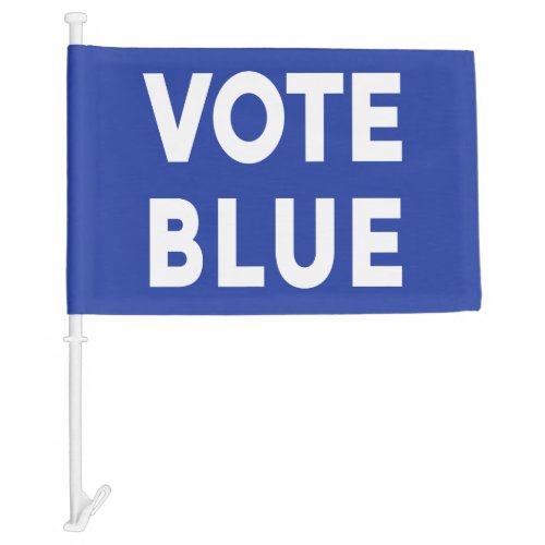 Vote Blue bold text on blue political Car Flag