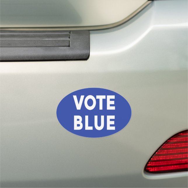 Vote Blue bold text on blue political election Car Magnet (In Situ)
