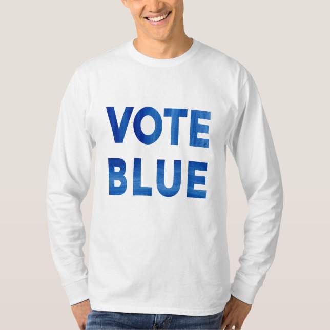 Vote Blue bold text political election T-Shirt (Front)