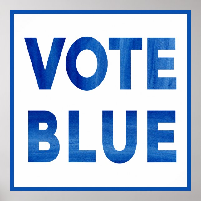 Vote Blue bold watercolor political election Poster (Front)