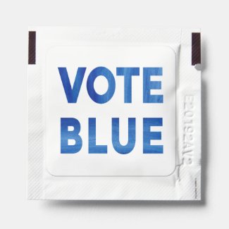 Vote Blue bold watercolor text Hand Sanitizer Packet