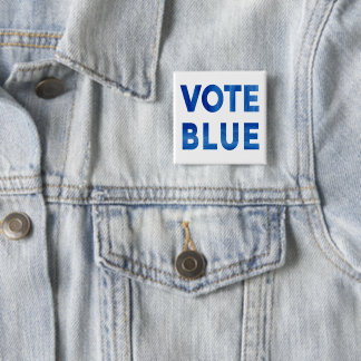 Vote Blue bold watercolor text political Button