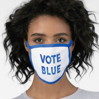 Vote Blue bold watercolor text political election Face Mask