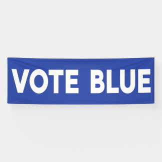 Vote Blue bold white text on blue political Banner