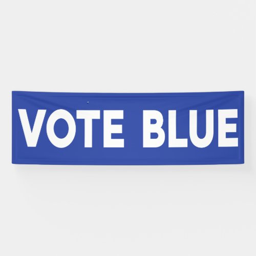 Vote Blue bold white text on blue political Banner