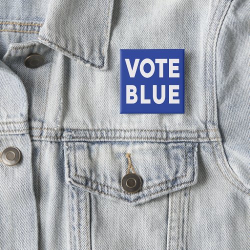 Vote Blue bold white text on blue political Button