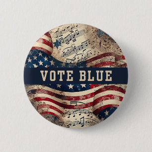 Vote Blue Button, Democratic Party Election PIns