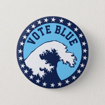 Vote Blue Democratic Blue Wave Political Button by Angharad13 at Zazzle
