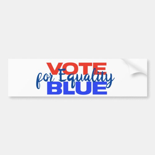 Vote Blue Democratic Political Red Blue Equality Bumper Sticker