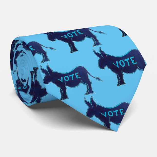 VOTE Blue Donkey Democratic Election Day USA Neck Tie (Rolled)