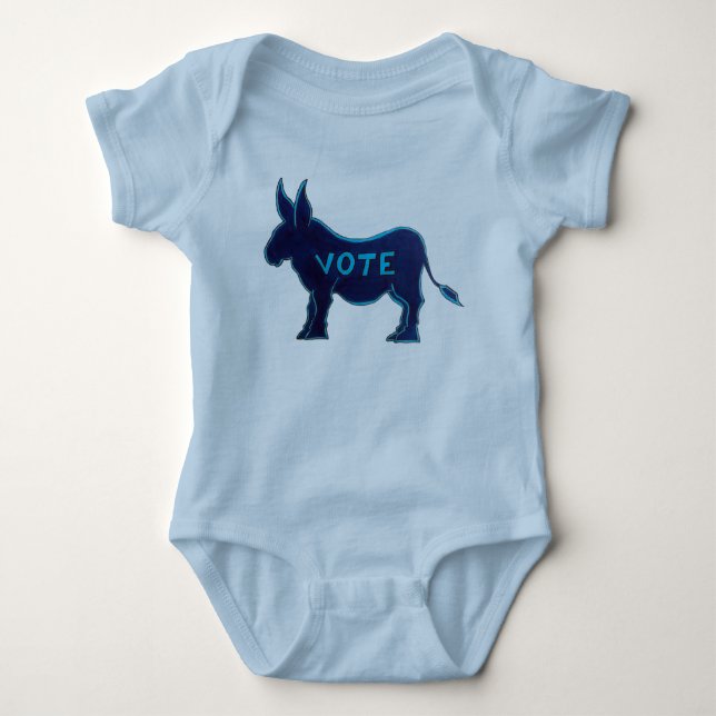 VOTE Blue Donkey Election Day USA Voting Patriotic Baby Bodysuit (Front)