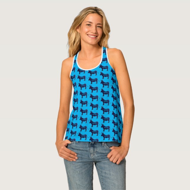 VOTE Blue Donkey Election Day USA Voting Patriotic Tank Top (Front Full)