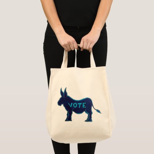 VOTE Blue Donkey Election Day USA Voting Patriotic Tote Bag