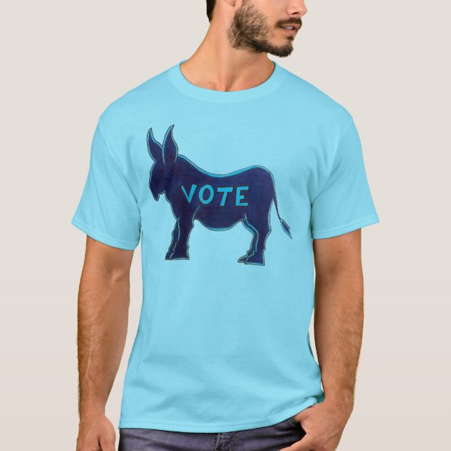 VOTE Blue Donkey November Election Day Democratic T-Shirt (Front)