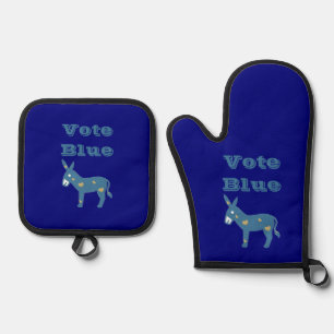 Vote Blue Donkey Oven Mitt & Pot Holder Set