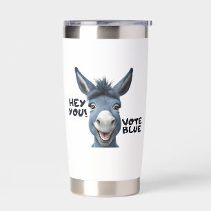 Vote blue donkey, politics, elections insulated tumbler