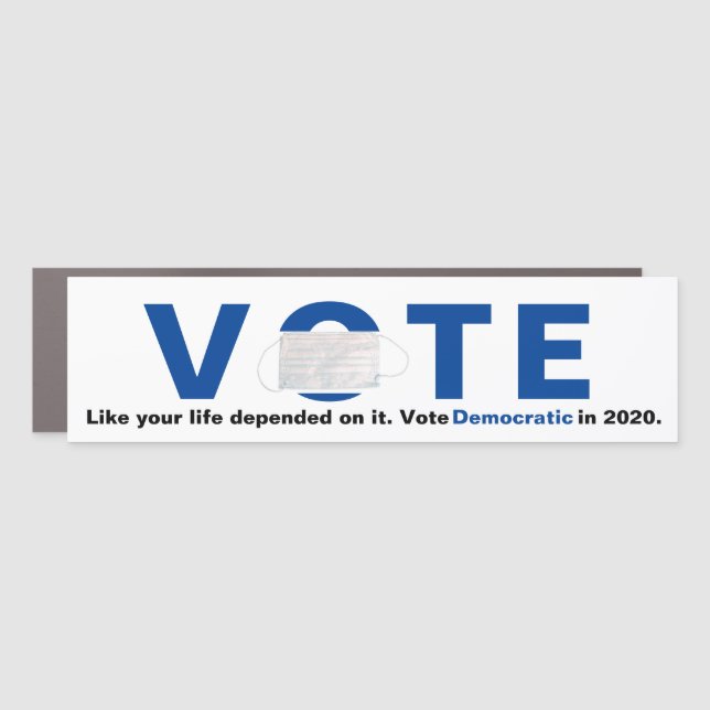 Vote Blue Face-mask Life Depends on It Car Magnet (Front)