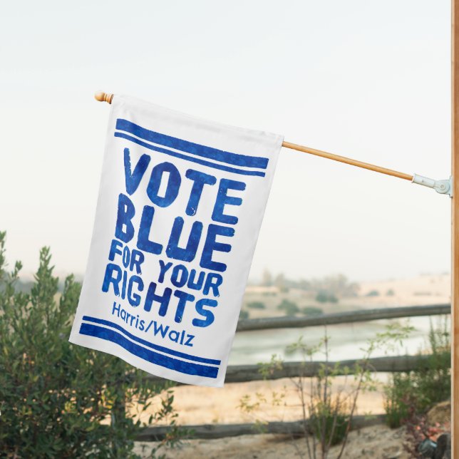 Vote Blue For Your Rights House Flag (Insitu (Back))