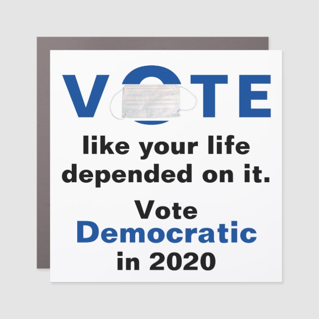 Vote Blue - Life Depends On It Square Car Magnet (Front)