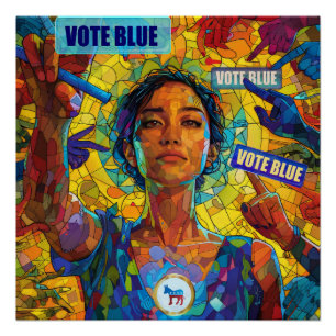 Vote Blue Mosaic Women Poster