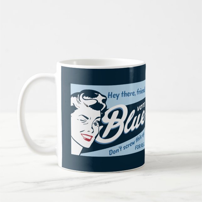 Vote Blue | Mug | Retro Funny (Left)