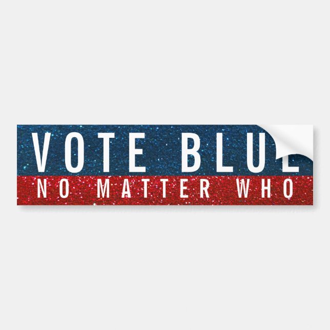 Vote Blue No Matter Who 2024 Election Glitter Bumper Sticker (Front)