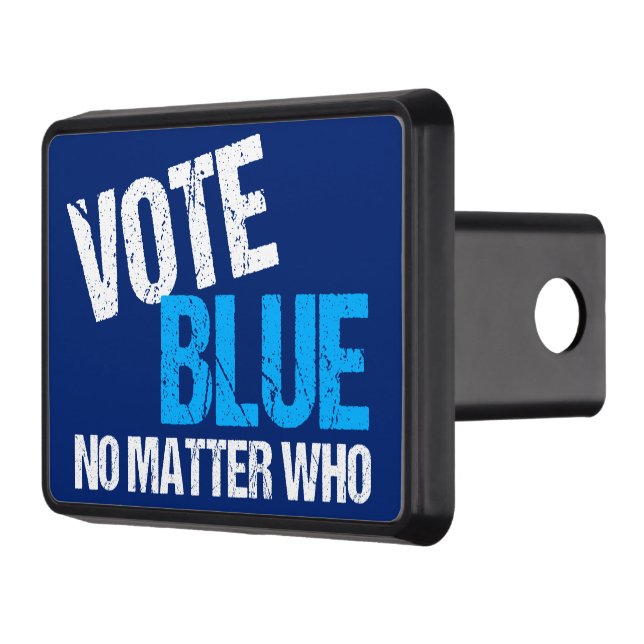 Vote Blue No Matter Who Democrat Election Hitch Cover (Left)
