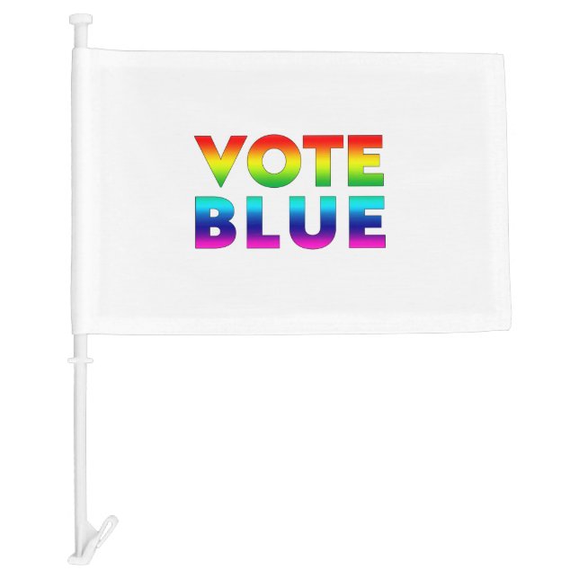Vote Blue - pride lgbtq lgbt rainbow Car Flag (Front)