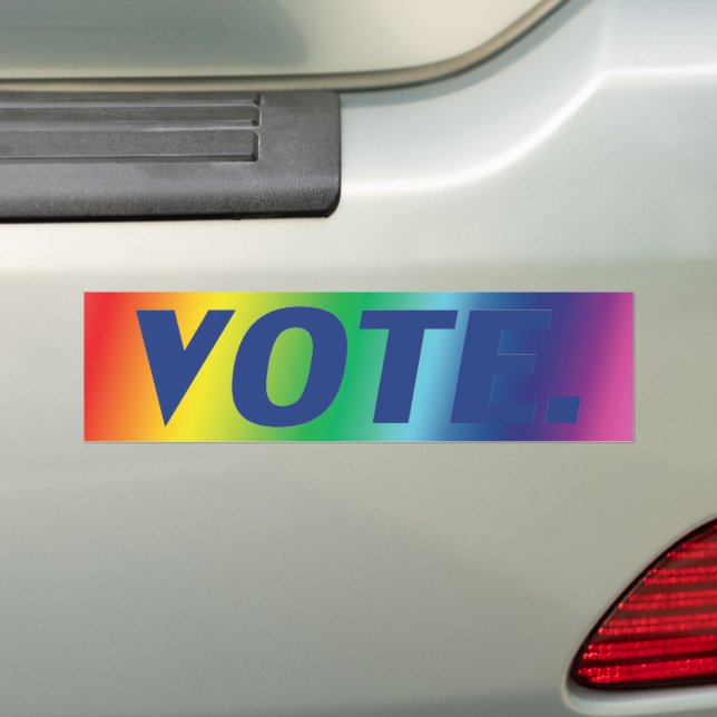 Vote Blue pride rainbow colors car Bumper Sticker (On Car)