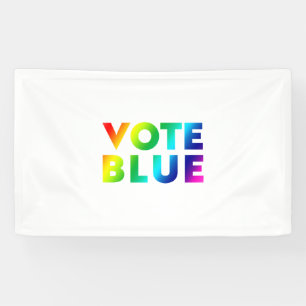 Vote Blue, pride rainbow colors lgbtq white Banner