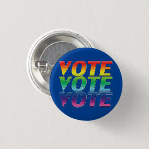 vote blue rainbow colors - Button