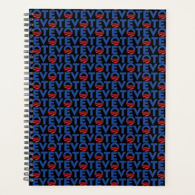 Vote blue red black modern typography pattern planner (Front)