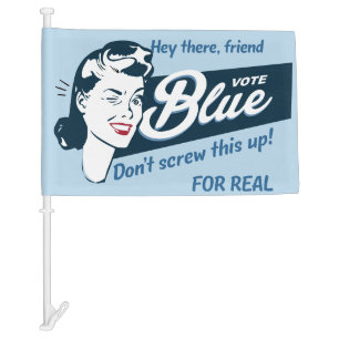 Vote Blue Retro Funny Car Flag
