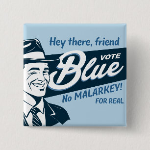 Vote Blue Retro Funny Guy Rectangle Button