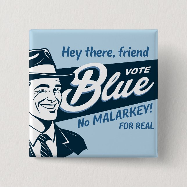 Vote Blue | Retro Funny Guy | Rectangle Button (Front)